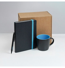 Набор подарочный HYPER: кружка, ежедневник, ручка; черный/голубой