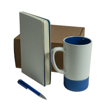 Набор подарочный ARTKITS: ежедневник, ручка, кружка с цветным дном, стружка, коробка, синий