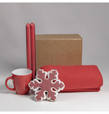 Набор подарочный MOOD: плед, кружка, игрушка, свечи; красный
