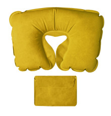 Подушка ROAD  надувная дорожная в футляре; желтый; 43,5х27,5 см; твил