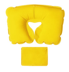 Подушка  надувная дорожная WAY  в футляре; желтый; 43,5х27,5 см; твил