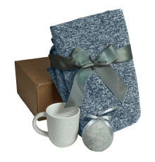 Подарочный набор HOLIDAY: плед, кружка, шар новогодний, коробка; синий