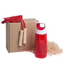 Набор подарочный INMODE: бутылка для воды, скакалка, стружка, коробка, красный