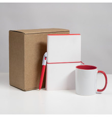 Набор подарочный WHITE VEIL: блокнот, ручка, кружка; белый/красный