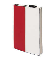 Бизнес-блокнот UNI, A5, бело-красный, мягкая обложка, в линейку, черное ляссе