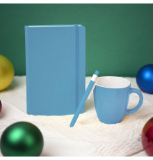 Подарочный набор HAPPINESS: блокнот, ручка, кружка, голубой