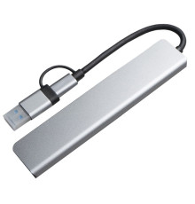 USB-хаб ROOT 8 в 1, серый, алюминий