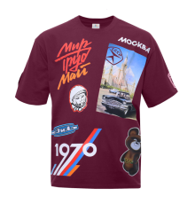 Футболка оверсайз STAN хлопок 240, 56_CCCР, Бордовый