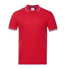Рубашка поло унисекс STAN триколор хлопок/полиэстер 185, 04RUS, Красный