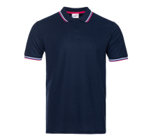 Рубашка поло унисекс STAN триколор хлопок/полиэстер 185, 04RUS, Тёмно-синий