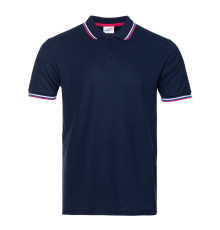 Рубашка поло унисекс STAN триколор хлопок/полиэстер 185, 04RUS, Тёмно-синий