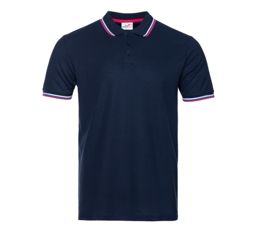 Рубашка поло унисекс STAN триколор хлопок/полиэстер 185, 04RUS Тёмно-синий 44/XS