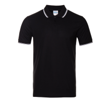 Рубашка поло унисекс STAN с окантовкой хлопок/полиэстер 185, 04T, Чёрный