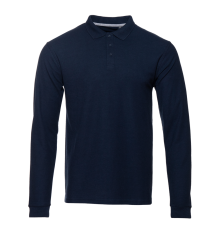 Рубашка поло унисекс STAN длинный рукав хлопок/полиэстер 185, 104S, Тёмно-синий