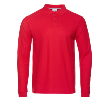 Рубашка поло унисекс STAN длинный рукав хлопок/полиэстер 185, 104S, Красный