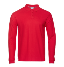 Рубашка поло унисекс STAN длинный рукав хлопок/полиэстер 185, 104S, Красный