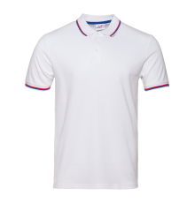Рубашка поло унисекс STAN триколор хлопок/полиэстер 185, 04RUS, Белый