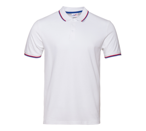 Рубашка поло унисекс STAN триколор хлопок/полиэстер 185, 04RUS Белый 40/3XS
