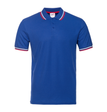 Рубашка поло унисекс STAN триколор хлопок/полиэстер 185, 04RUS, Синий