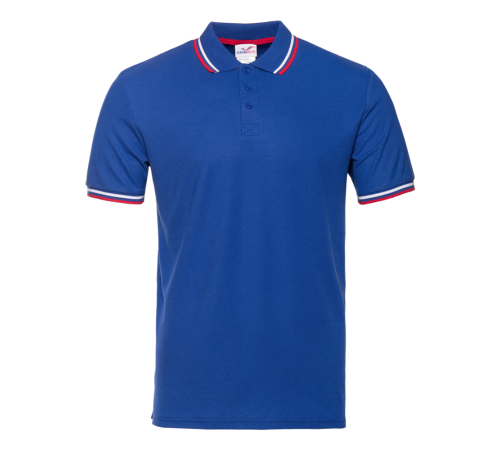 Рубашка поло унисекс STAN триколор хлопок/полиэстер 185, 04RUS Синий 44/XS