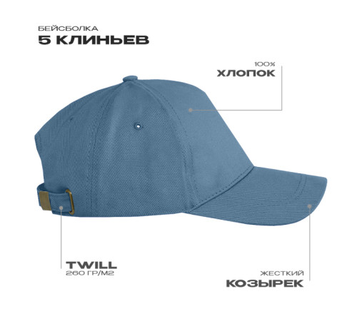 Бейсболка STAN 5 клиньев хлопок 260, 12 Деним 56-58/ONE SIZE