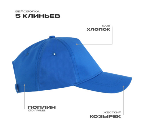 Бейсболка STAN 5 клиньев хлопок, 150, 13 Синий 56-58/ONE SIZE