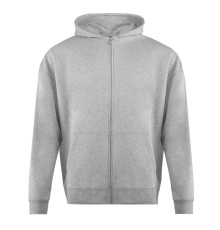 Толстовка унисекс оверсайз на молнии с капюшоном сэндвич 320, 100, Серый меланж