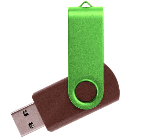 Флешка TWI WOOD COLOR Темное дерево с салатовым V14014.32.15.32ГБ3.0